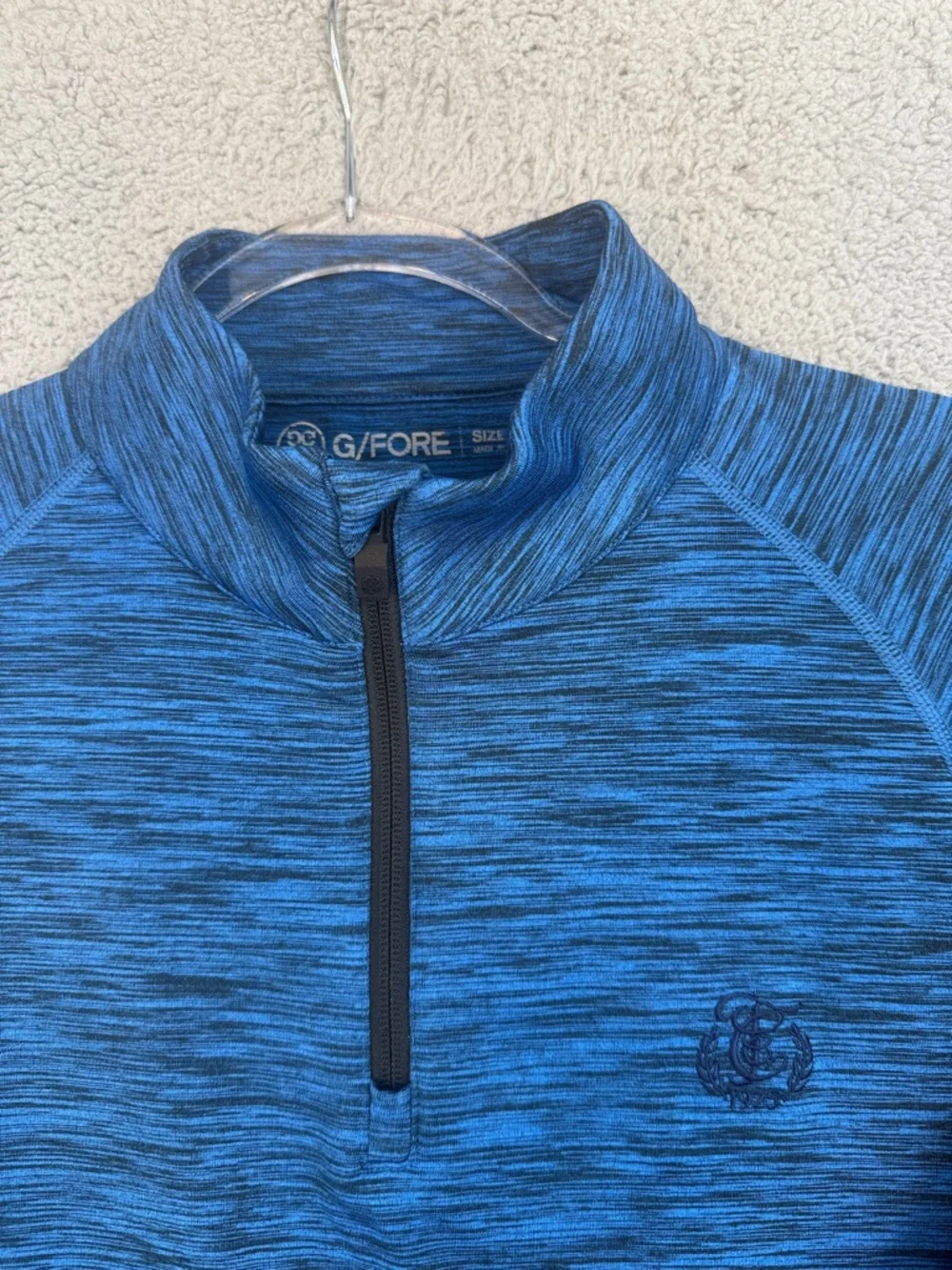 G/FORE quarter zip Mens medium Blue Space-Dye performance long sleeve Golf shirt